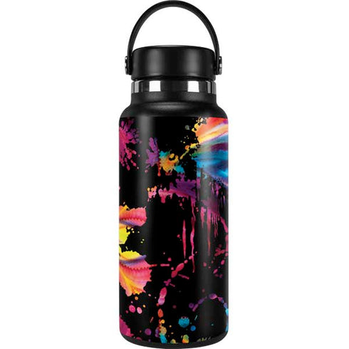 Chromatic Splatter Black Hydro Flask 32oz Wide Mouth Skin